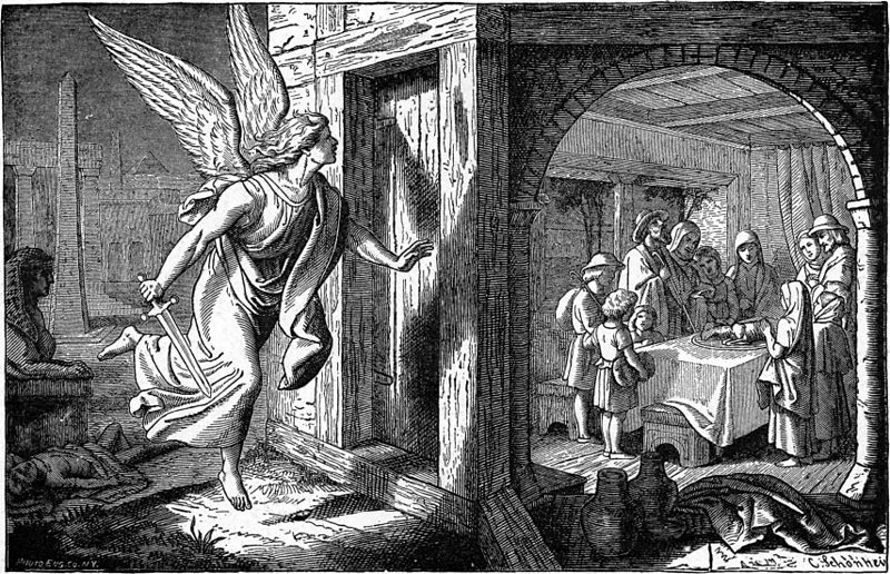 “The Angel of Death and the First Passover” aus dem Buch “Bible Pictures and What They Teach” von Charles Foster, 1897 – Lizenz: gemeinfrei.