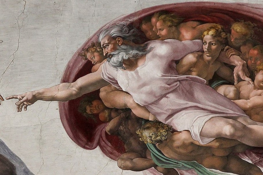 Michelangelo (1475-1564), „Creazione di Adamo“, entstanden ca. 1511 – Lizenz: gemeinfrei.