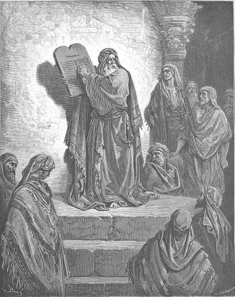 Gustav Doré, Ezra Reads the Law to the People (Neh. 8:1-12), in Doré's English Bible, 1866 – Lizenz: gemeinfrei.