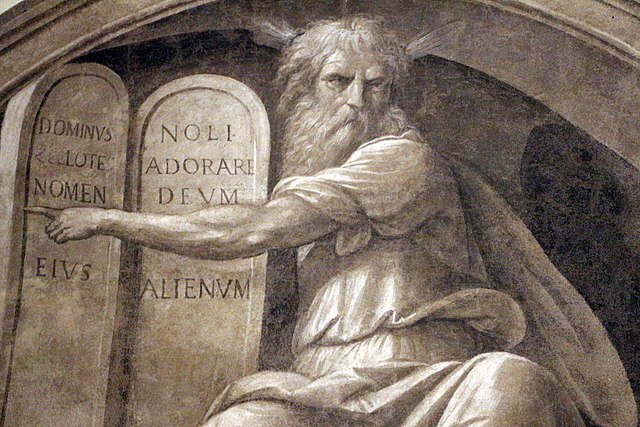 Darstellung Moses von Benvenuto Tisi im Palazzo dei Diamanti. Lizenz: gemeinfrei.