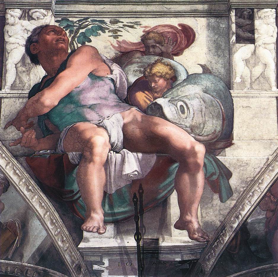 Michelangelos „Jona“ in der Sixtinischen Kapelle, 1511. Lizenz: gemeinfrei.