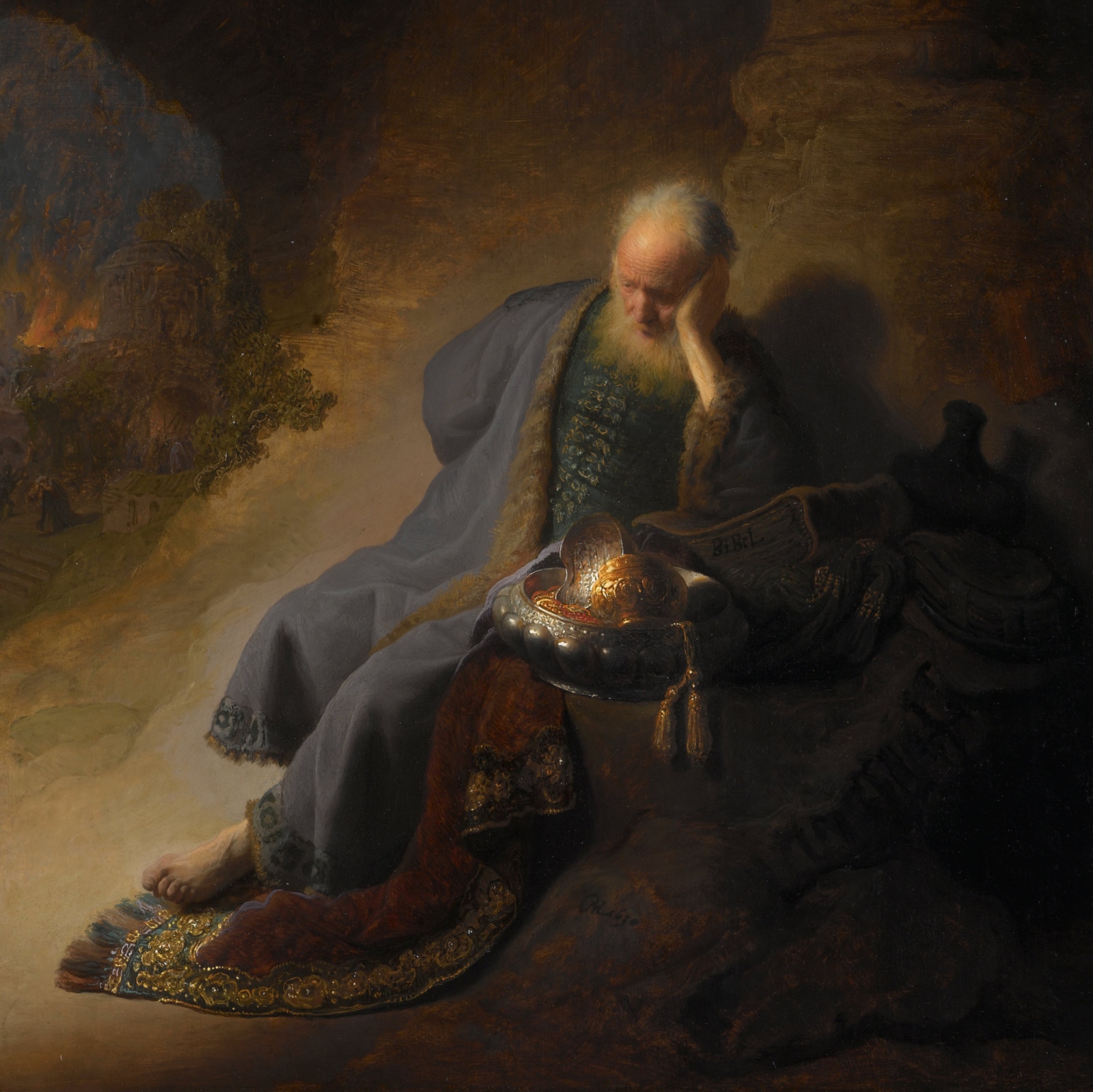 Rembrandt, „Jeremiah Lamenting the Destruction of Jerusalem“ (1630), Rijksmuseum Amsterdam – Lizenz: gemeinfrei.