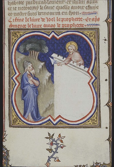 Jean Bondol, Amos sieht den Herrn auf einer Mauer (1372), Public Domain Mark 1.0
