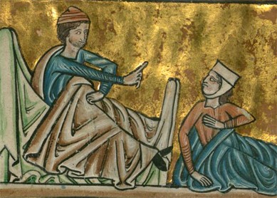 William de Brailes, Ruth at Boaz’s Feet, ca. 1250. Manuskriptillumination, The Walters Art Museum - Lizenz: gemeinfrei.