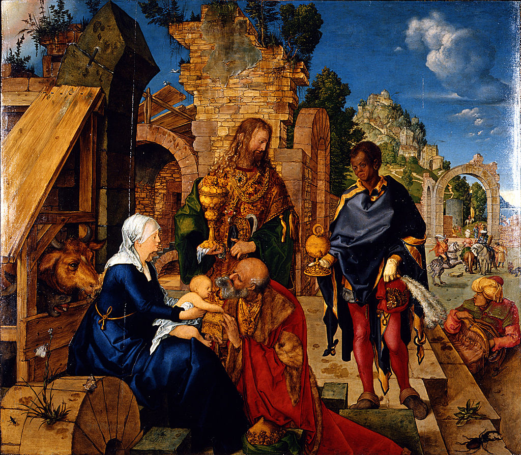 Albrecht Dürer, Die Anbetung der Magier (1504), Florenz Uffiziien, [Public domain], Wikimedia commons