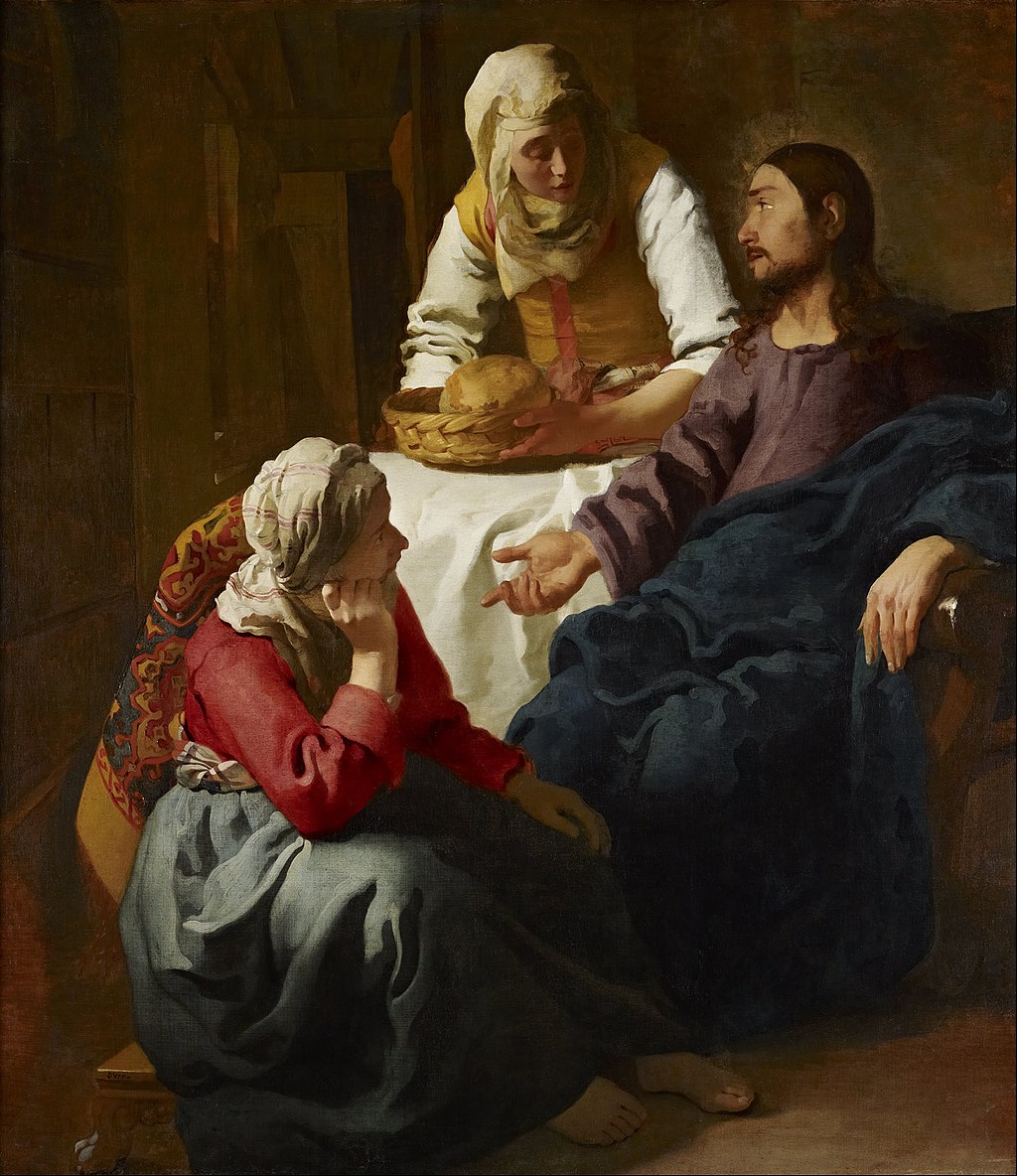 Johannes Vermeer, Christus im Haus bei Maria und Marta (1654-1656) [Public domain] via wikicommons