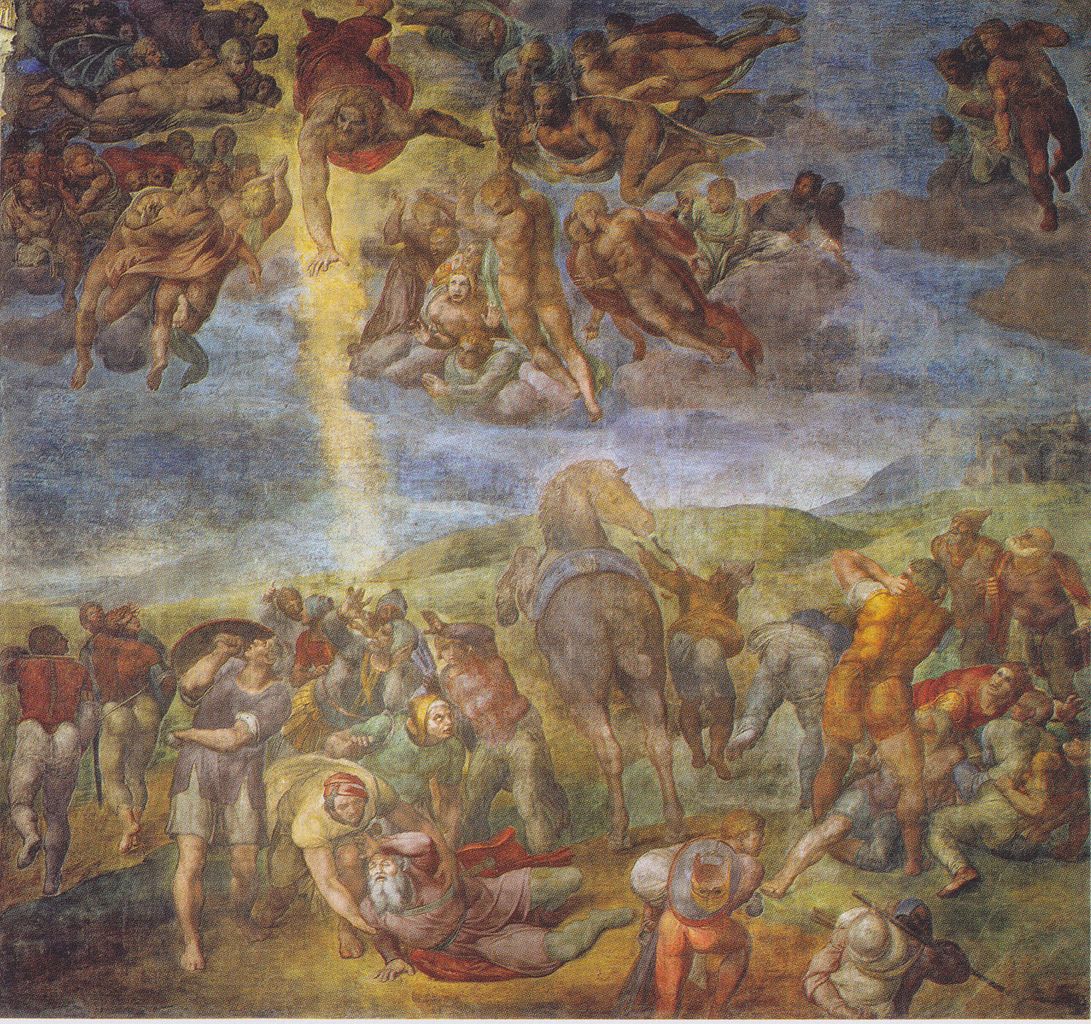 Michelangelo [Public domain], Bekehrung des Heiligen Paulus, Fresko in der Kapella Paolina, Vatikan via wikicommons