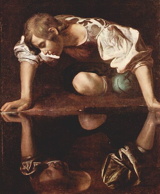 Caravaggio, Narziss (1594-1596) [Public domain]