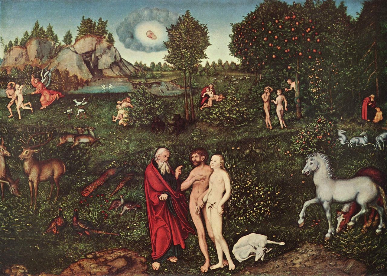 Lucas Cranach der Ältere, Paradise, 1950,   Kunsthistorisches Museum Wien, Inv. Nr.  Gemäldegalerie, 3678 - Lizenz: gemeinfrei