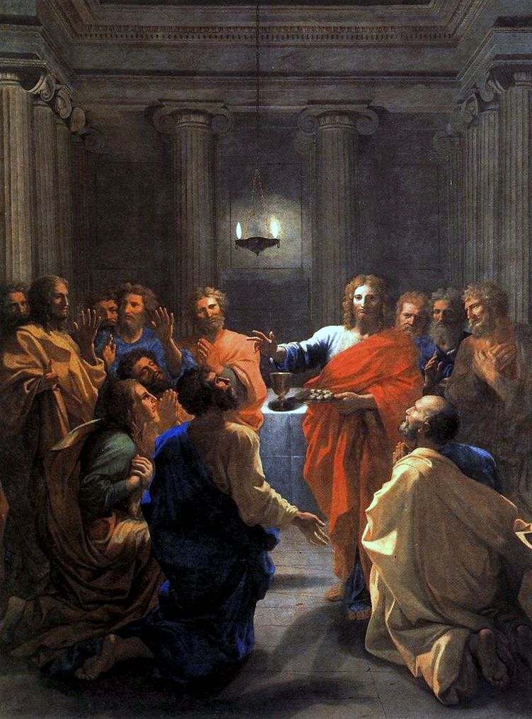 Nicolas Poussin, Die Einsetzung der Eucharistie (1640), gemeinfrei via wikicommons. 