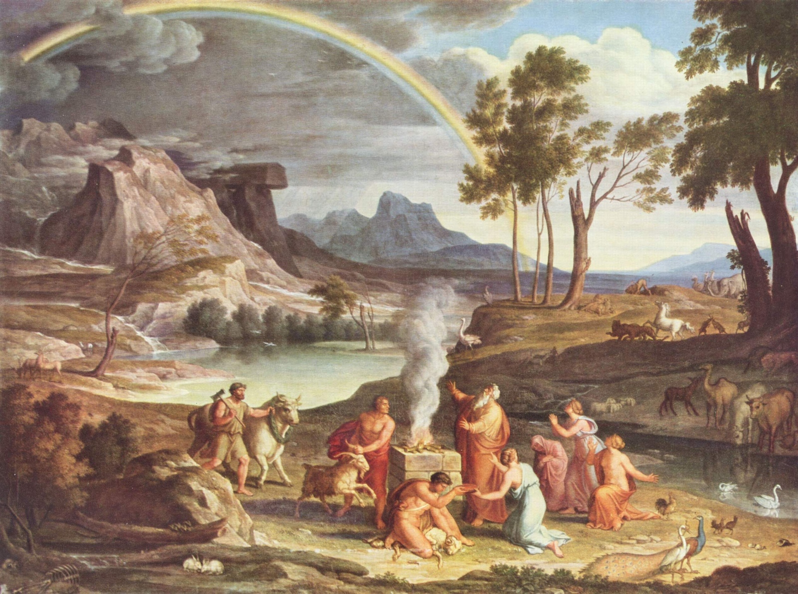 Joseph Anton Koch, Landschaft mit Dankopfer Noachs (1803); gemeinfrei, GNU GPL